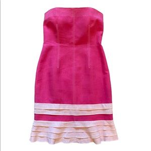 David Meister Hot Pink Strapless Dress